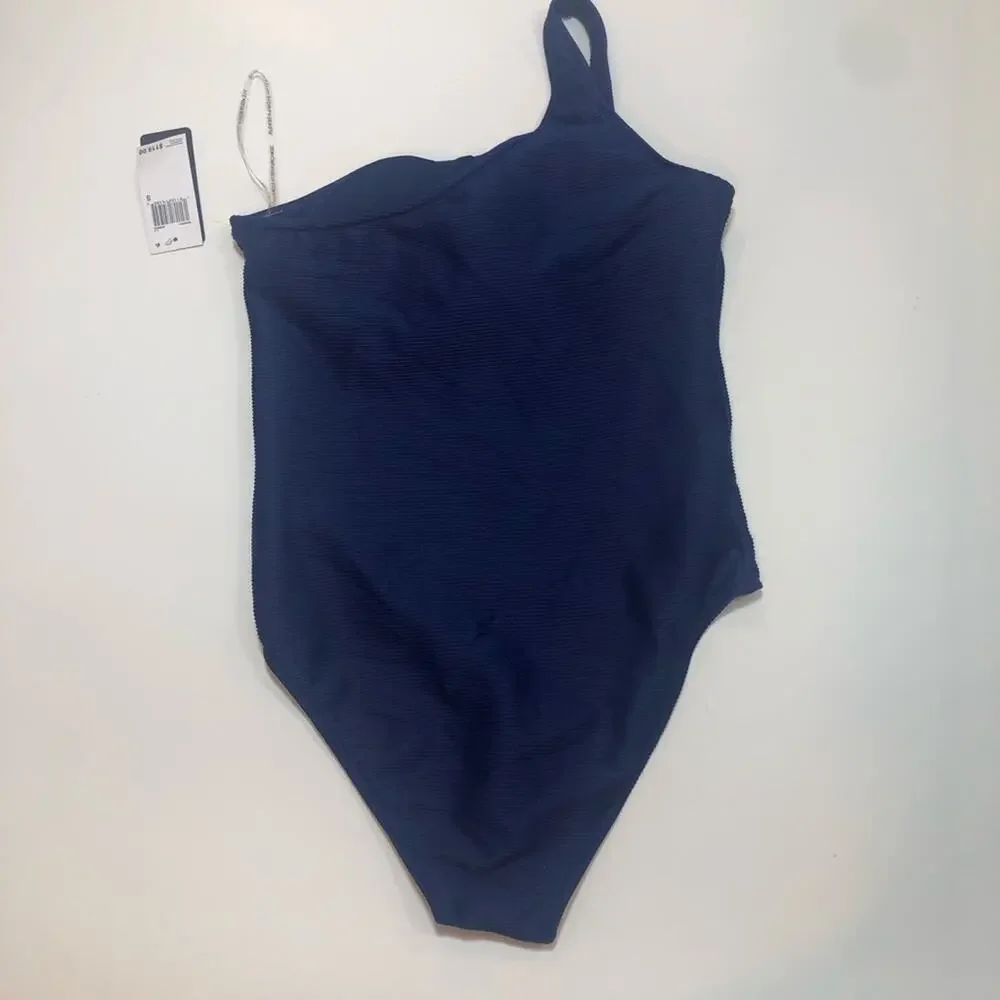 Rachel Roy Navy one Shoulder One Piece Swimsuit